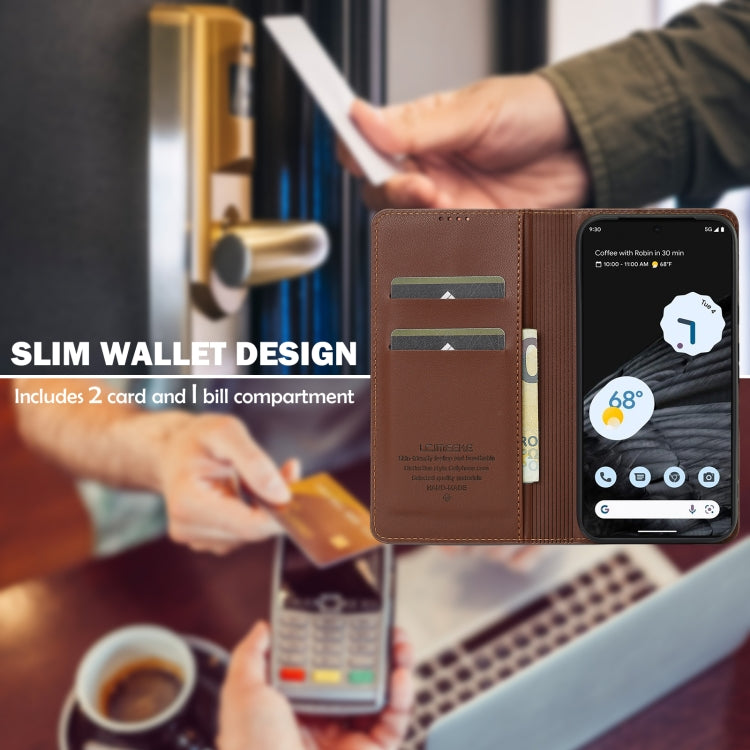 For Google Pixel 7 5G LC.IMEEKE L1 Series Frosted Fine Texture PU Phone Case(Brown) by LC.IMEEKE