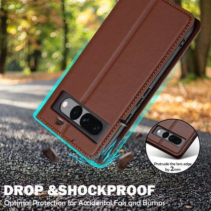 For Google Pixel 7 5G LC.IMEEKE L1 Series Frosted Fine Texture PU Phone Case(Brown) by LC.IMEEKE