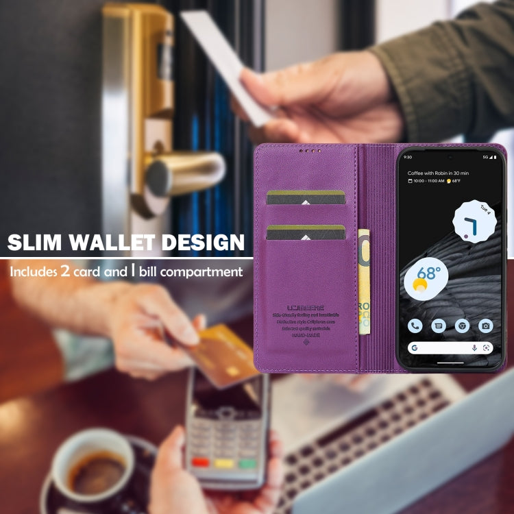 For Google Pixel 7 5G LC.IMEEKE L1 Series Frosted Fine Texture PU Phone Case(Purple) by LC.IMEEKE