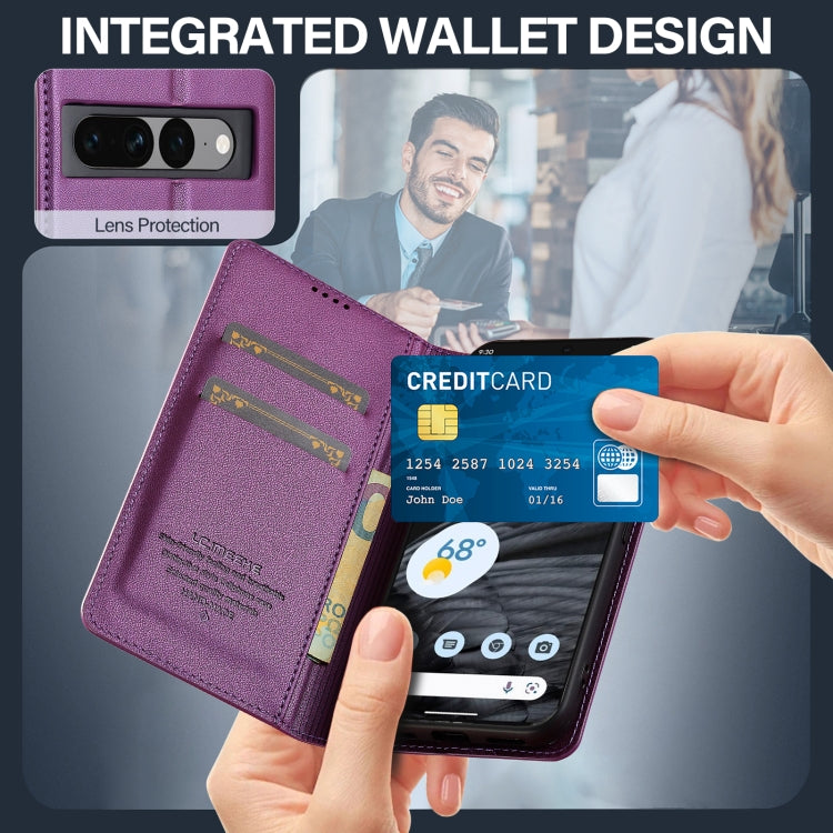 For Google Pixel 7 5G LC.IMEEKE L1 Series Frosted Fine Texture PU Phone Case(Purple) by LC.IMEEKE