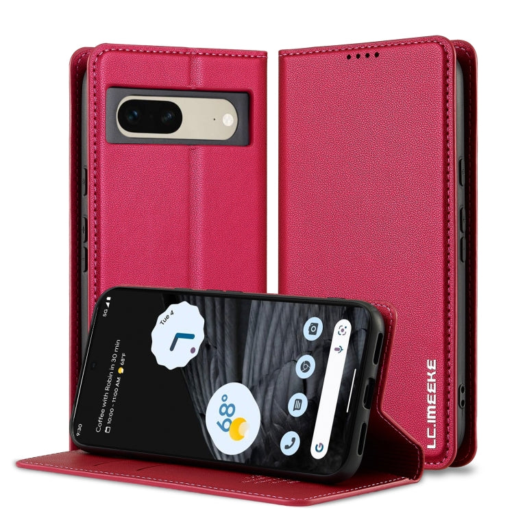 For Google Pixel 7 5G LC.IMEEKE L1 Series Frosted Fine Texture PU Phone Case(Red) by LC.IMEEKE