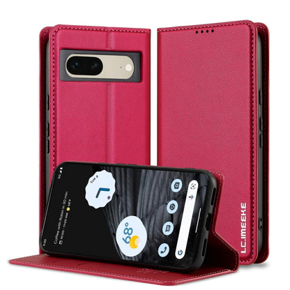 For Google Pixel 7 5G LC.IMEEKE L1 Series Frosted Fine Texture PU Phone Case(Red) by LC.IMEEKE