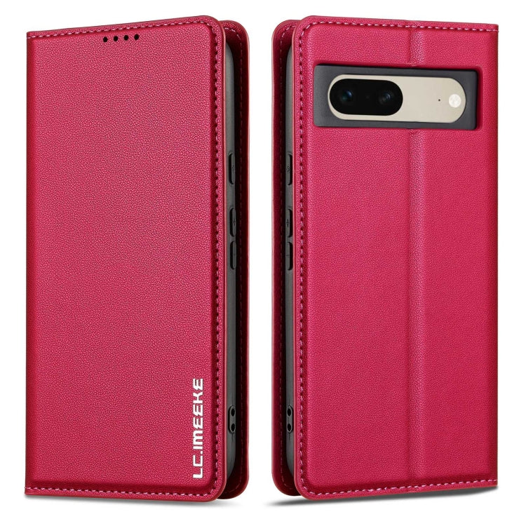 For Google Pixel 7 5G LC.IMEEKE L1 Series Frosted Fine Texture PU Phone Case(Red) by LC.IMEEKE