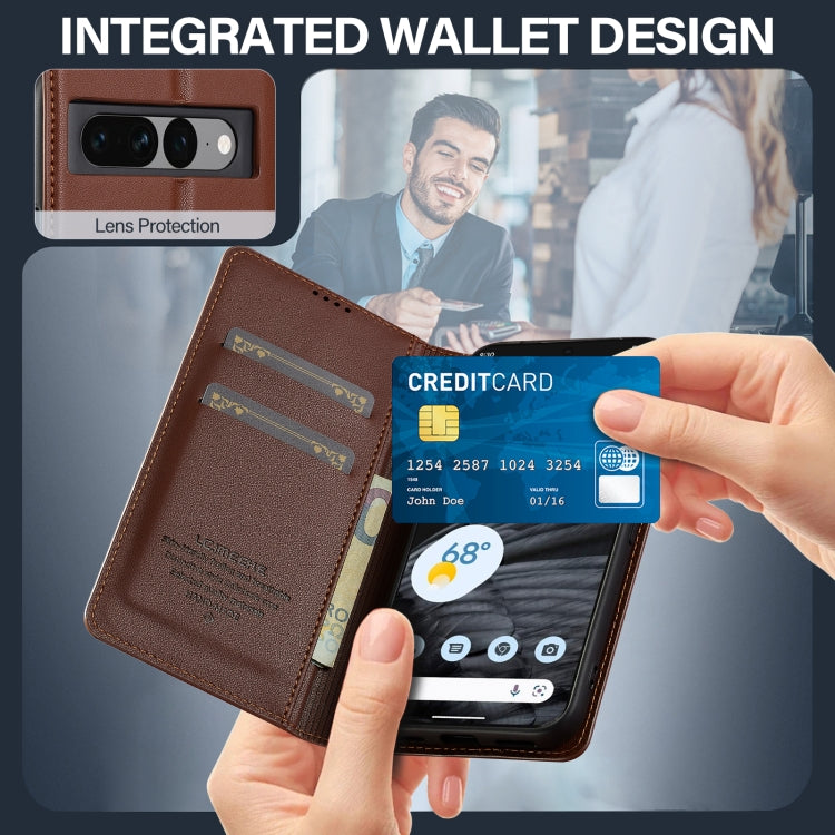 For Google Pixel 7 Pro 5G LC.IMEEKE L1 Series Frosted Fine Texture PU Phone Case(Brown) by LC.IMEEKE