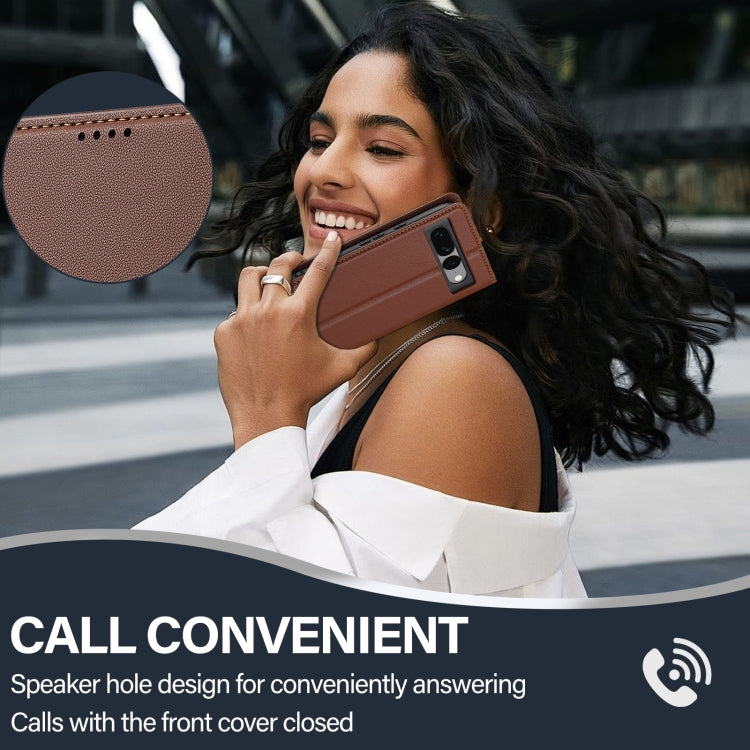 For Google Pixel 7 Pro 5G LC.IMEEKE L1 Series Frosted Fine Texture PU Phone Case(Brown) by LC.IMEEKE