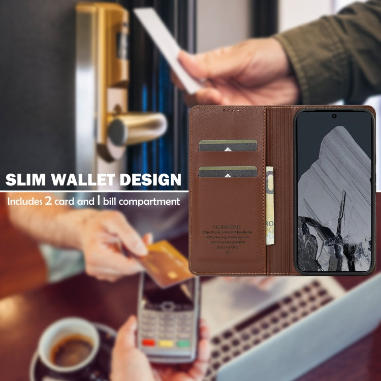 For Google Pixel 8 Pro LC.IMEEKE L1 Series Frosted Fine Texture PU Phone Case(Brown) by LC.IMEEKE