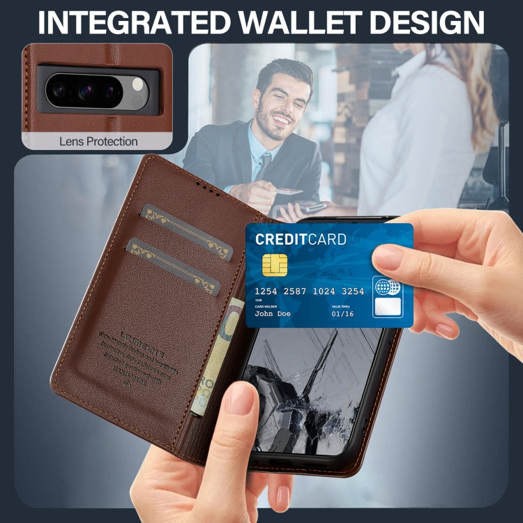 For Google Pixel 8 Pro LC.IMEEKE L1 Series Frosted Fine Texture PU Phone Case(Brown) by LC.IMEEKE