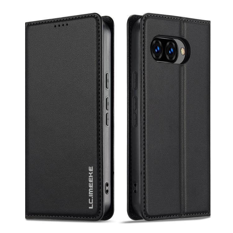 For Google Pixel 9a LC.IMEEKE L1 Series Frosted Fine Texture PU Phone Case(Black) by LC.IMEEKE