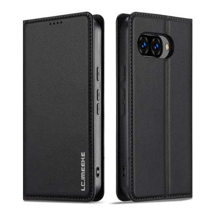 For Google Pixel 9a LC.IMEEKE L1 Series Frosted Fine Texture PU Phone Case(Black) by LC.IMEEKE