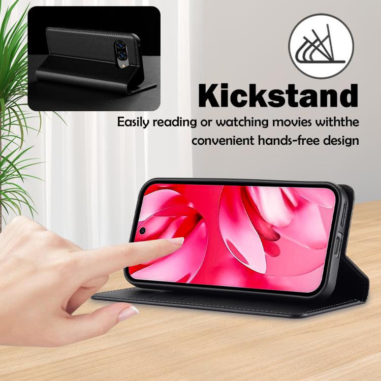 For Google Pixel 9a LC.IMEEKE L1 Series Frosted Fine Texture PU Phone Case(Black) by LC.IMEEKE