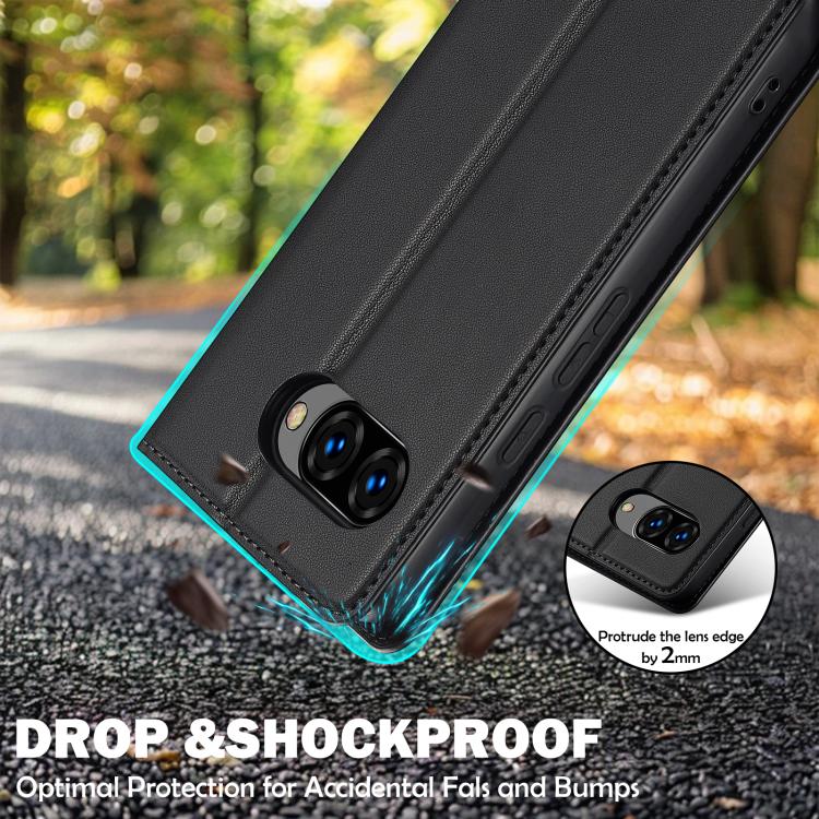 For Google Pixel 9a LC.IMEEKE L1 Series Frosted Fine Texture PU Phone Case(Black) by LC.IMEEKE