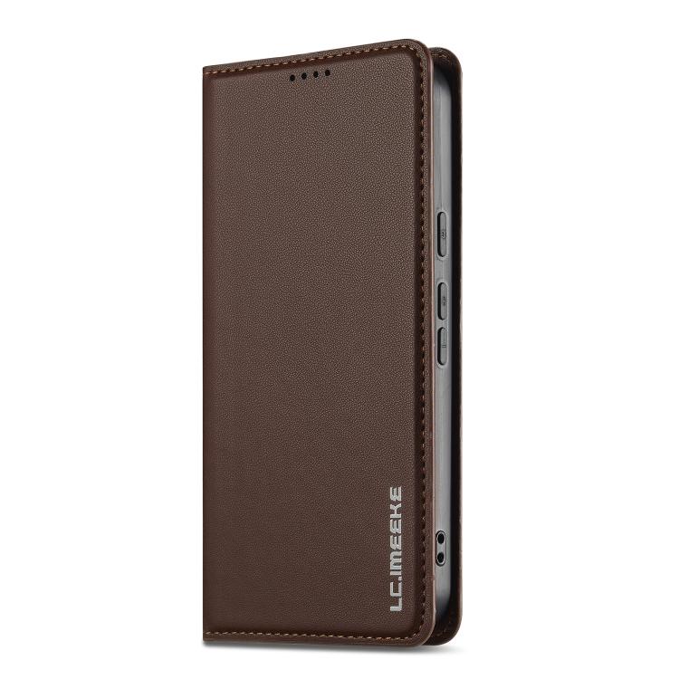 For Google Pixel 9a LC.IMEEKE L1 Series Frosted Fine Texture PU Phone Case(Brown) by LC.IMEEKE