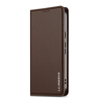 For Google Pixel 9a LC.IMEEKE L1 Series Frosted Fine Texture PU Phone Case(Brown) by LC.IMEEKE