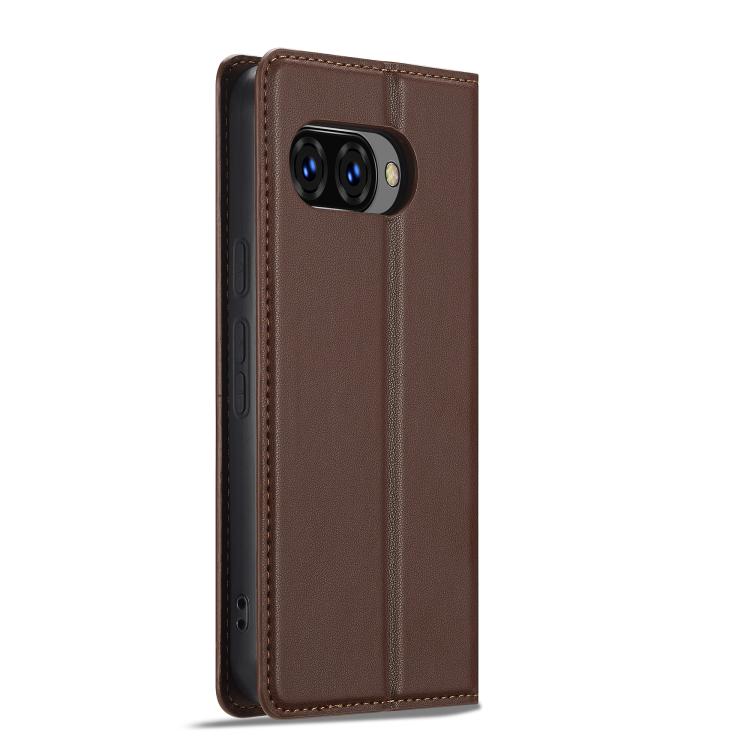 For Google Pixel 9a LC.IMEEKE L1 Series Frosted Fine Texture PU Phone Case(Brown) by LC.IMEEKE
