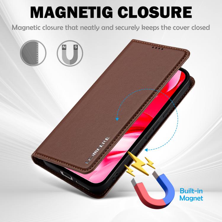 For Google Pixel 9a LC.IMEEKE L1 Series Frosted Fine Texture PU Phone Case(Brown) by LC.IMEEKE