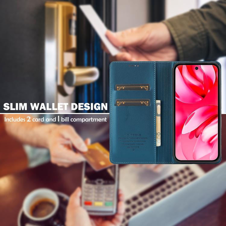 For Google Pixel 9a LC.IMEEKE L1 Series Frosted Fine Texture PU Phone Case(Blue) by LC.IMEEKE