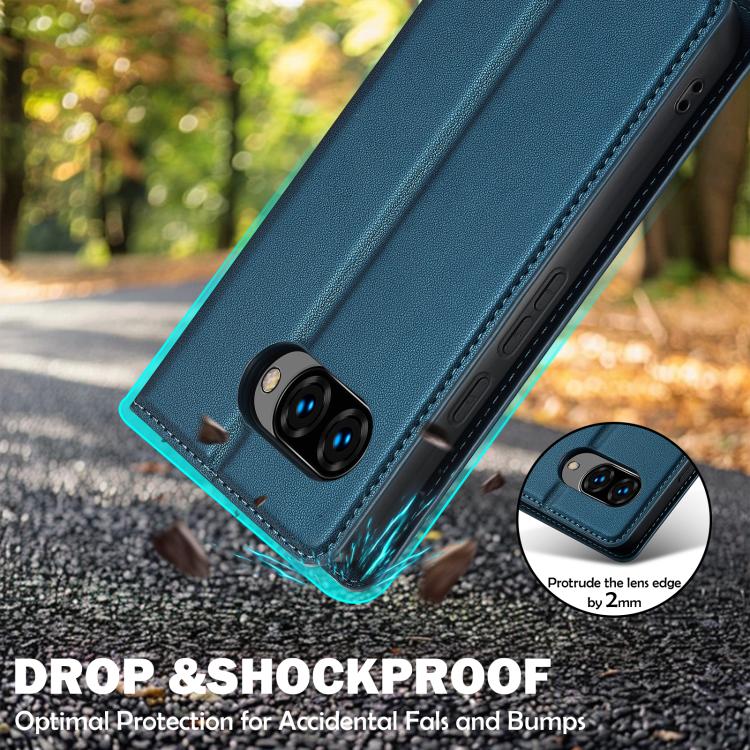 For Google Pixel 9a LC.IMEEKE L1 Series Frosted Fine Texture PU Phone Case(Blue) by LC.IMEEKE