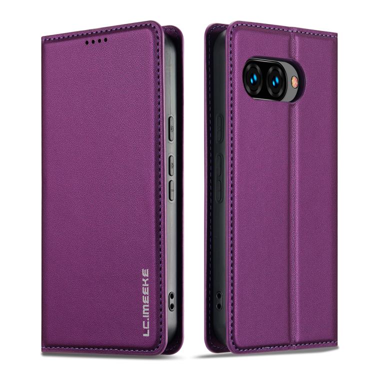 For Google Pixel 9a LC.IMEEKE L1 Series Frosted Fine Texture PU Phone Case(Purple) by LC.IMEEKE