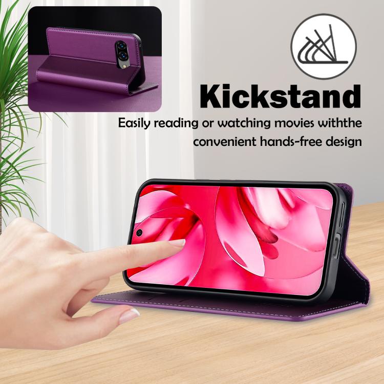 For Google Pixel 9a LC.IMEEKE L1 Series Frosted Fine Texture PU Phone Case(Purple) by LC.IMEEKE