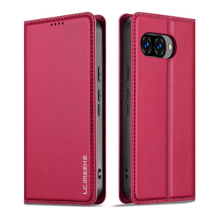 For Google Pixel 9a LC.IMEEKE L1 Series Frosted Fine Texture PU Phone Case(Red) by LC.IMEEKE