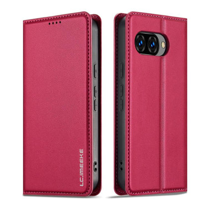 For Google Pixel 9a LC.IMEEKE L1 Series Frosted Fine Texture PU Phone Case(Red) by LC.IMEEKE