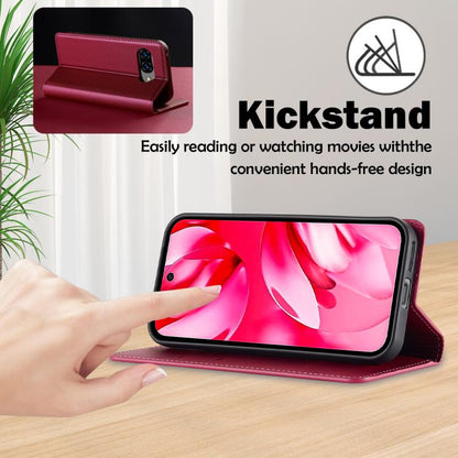 For Google Pixel 9a LC.IMEEKE L1 Series Frosted Fine Texture PU Phone Case(Red) by LC.IMEEKE