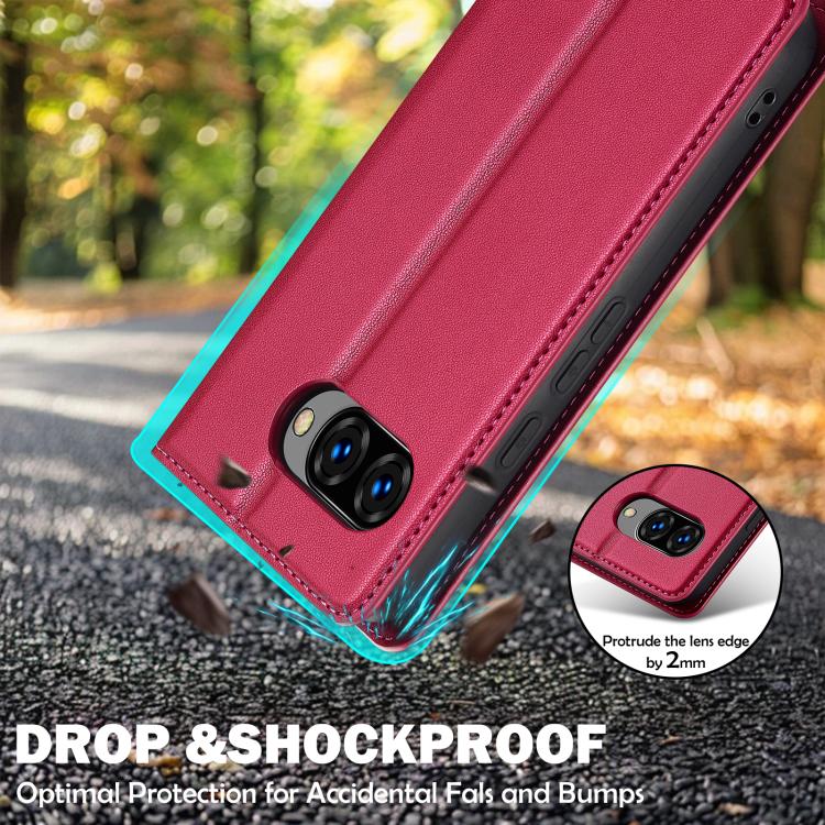 For Google Pixel 9a LC.IMEEKE L1 Series Frosted Fine Texture PU Phone Case(Red) by LC.IMEEKE