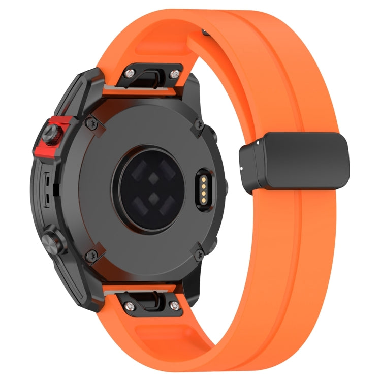 For Garmin Fenix 7 Magnetic Folding Black Buckle Silicone Watch Band(Orange) by bashfashion
