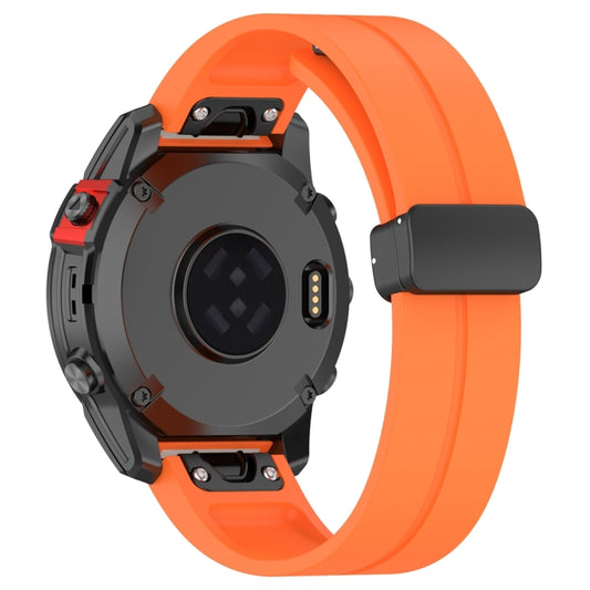For Garmin Fenix 7 Magnetic Folding Black Buckle Silicone Watch Band(Orange) by bashfashion