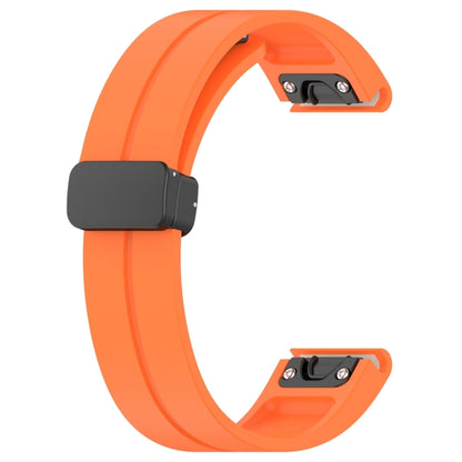 For Garmin Fenix 7 Magnetic Folding Black Buckle Silicone Watch Band(Orange) by bashfashion