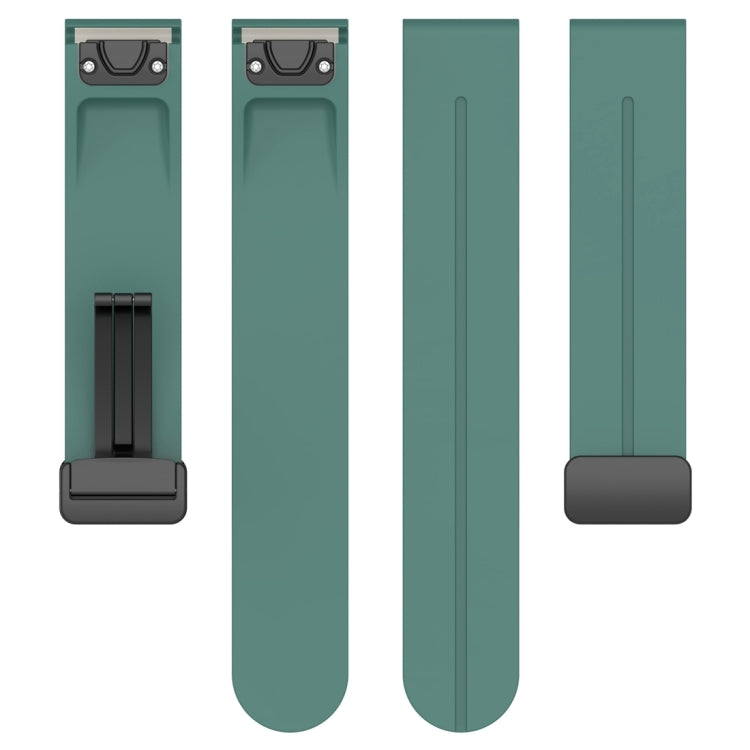 For Garmin Fenix 7 Magnetic Folding Black Buckle Silicone Watch Band(Olive Green) by bashfashion