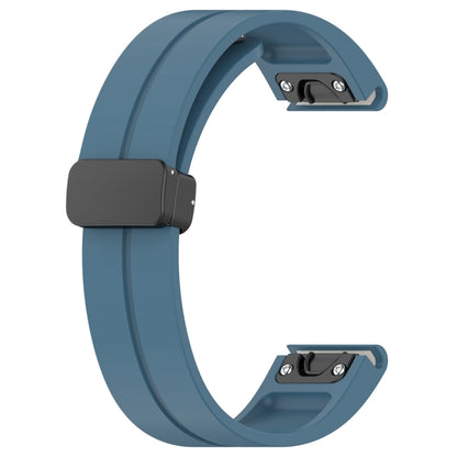 For Garmin Fenix 7 Magnetic Folding Black Buckle Silicone Watch Band(Blue) by bashfashion