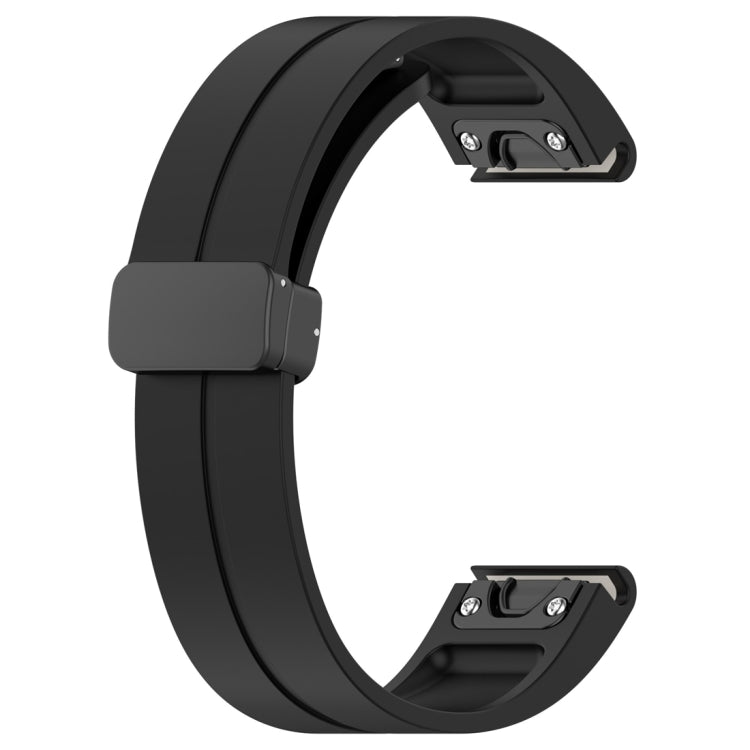 For Garmin Fenix 7 Magnetic Folding Black Buckle Silicone Watch Band(Black) by bashfashion