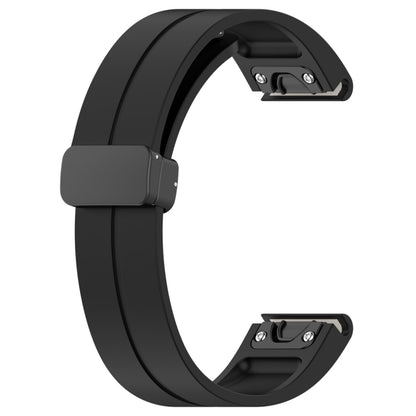 For Garmin Fenix 7 Magnetic Folding Black Buckle Silicone Watch Band(Black) by bashfashion