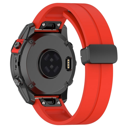 For Garmin Fenix 7 Magnetic Folding Black Buckle Silicone Watch Band(Red) by bashfashion