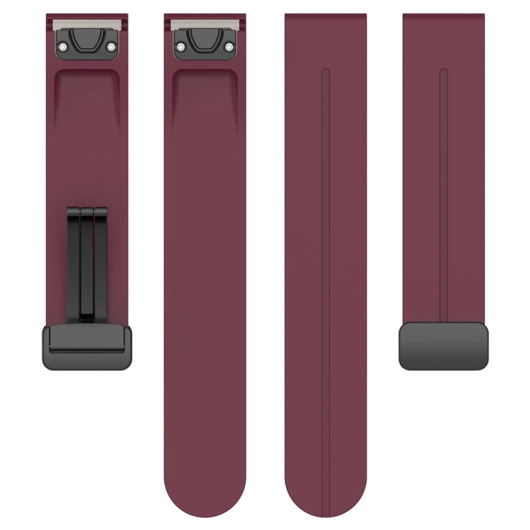 For Garmin Fenix 7 Magnetic Folding Black Buckle Silicone Watch Band(Wine Red) by bashfashion