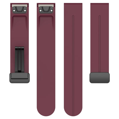 For Garmin Fenix 7 Magnetic Folding Black Buckle Silicone Watch Band(Wine Red) by bashfashion