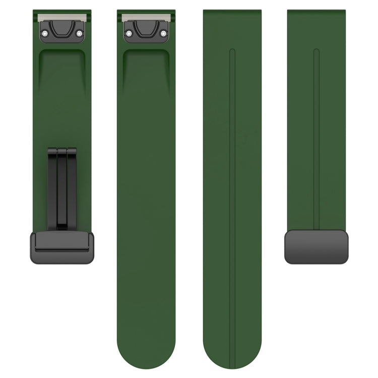 For Garmin Fenix 7 Magnetic Folding Black Buckle Silicone Watch Band(Army Green) by bashfashion
