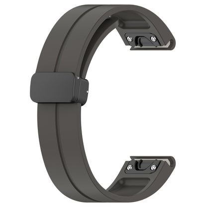 For Garmin Fenix 7 Magnetic Folding Black Buckle Silicone Watch Band(Grey) by bashfashion
