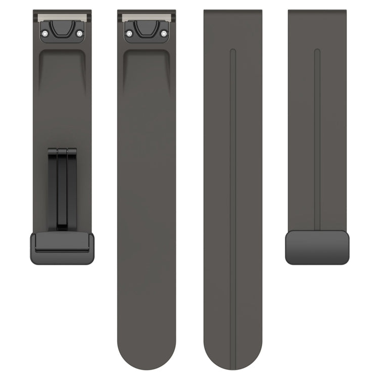 For Garmin Fenix 7 Magnetic Folding Black Buckle Silicone Watch Band(Grey) by bashfashion