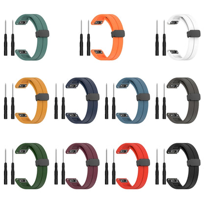 For Garmin Fenix 7 Magnetic Folding Black Buckle Silicone Watch Band(Blue) by bashfashion