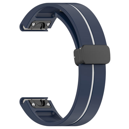 For Garmin Fenix 7X Two Color Magnetic Folding Black Buckle Silicone Watch Band(Midnight Blue White) by bashfashion