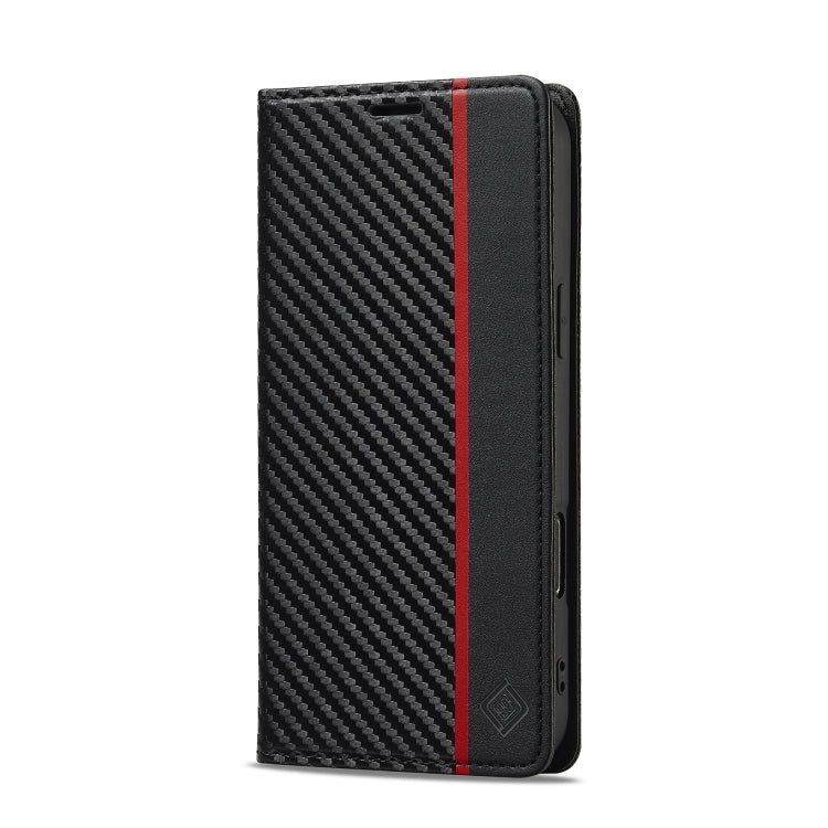 For iPhone 16 Pro Max LC.IMEEKE Carbon Fiber Leather Phone Case(Vertical Black) by LC.IMEEKE