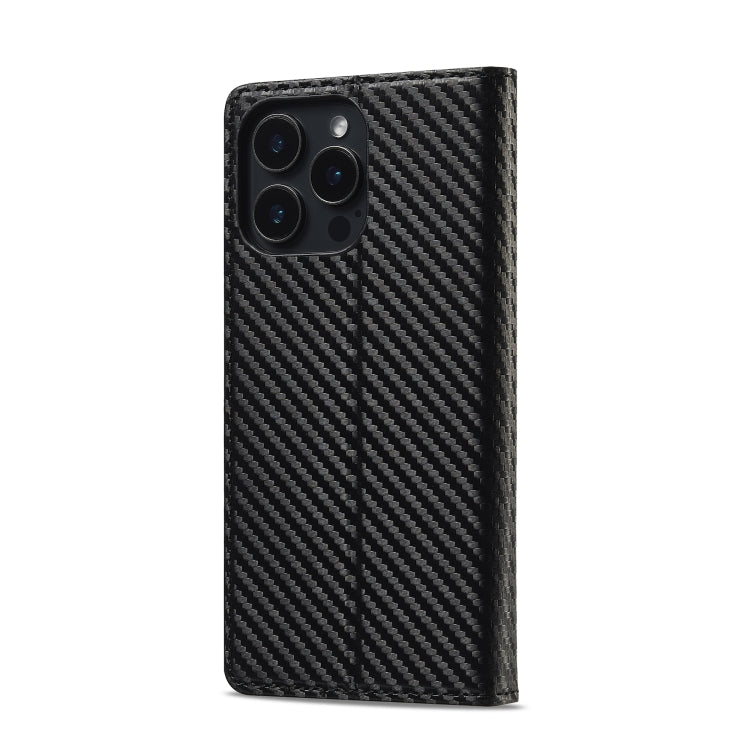 For iPhone 16 Pro Max LC.IMEEKE Carbon Fiber Leather Phone Case(Vertical Black) by LC.IMEEKE