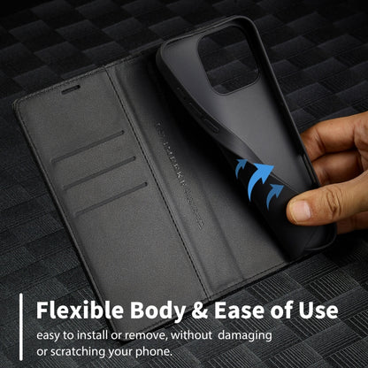 For iPhone 16 Pro Max LC.IMEEKE Carbon Fiber Leather Phone Case(Vertical Black) by LC.IMEEKE