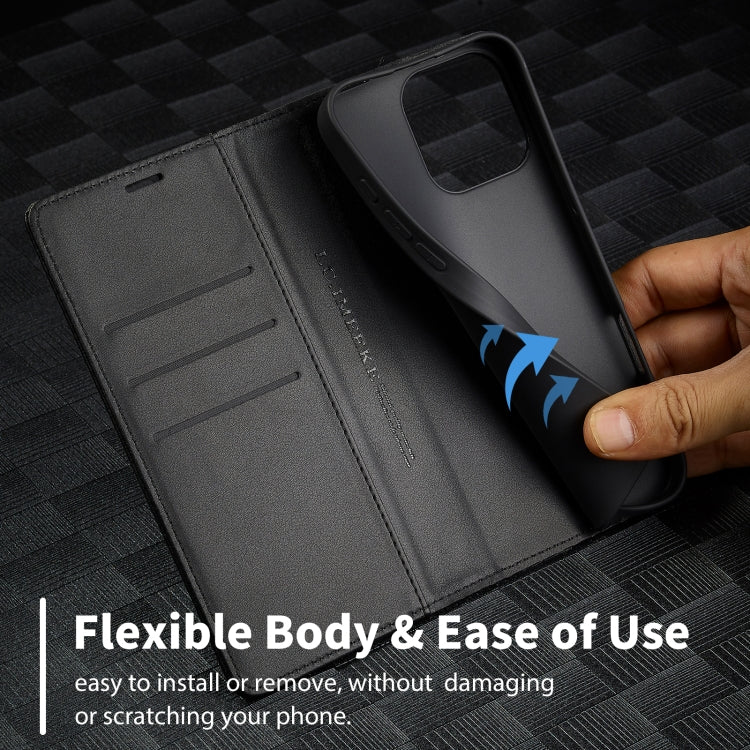 For iPhone 16 Pro Max LC.IMEEKE Carbon Fiber Leather Phone Case(Horizontal Black) by LC.IMEEKE