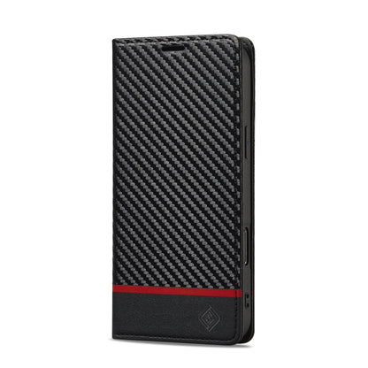 For iPhone 16 Pro LC.IMEEKE Carbon Fiber Leather Phone Case(Horizontal Black) by LC.IMEEKE