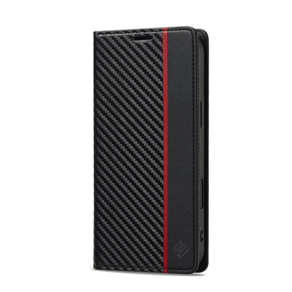 For iPhone 16 Plus LC.IMEEKE Carbon Fiber Leather Phone Case(Vertical Black) by LC.IMEEKE