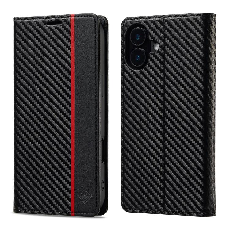 For iPhone 17 LC.IMEEKE Carbon Fiber Leather Phone Case(Vertical Black) by LC.IMEEKE