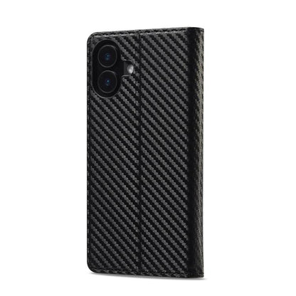 For iPhone 17 LC.IMEEKE Carbon Fiber Leather Phone Case(Vertical Black) by LC.IMEEKE